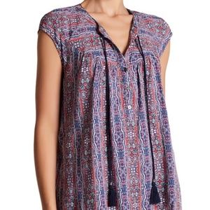 DR2 by Daniel RainnPrinted Tassel Blouse  NWT